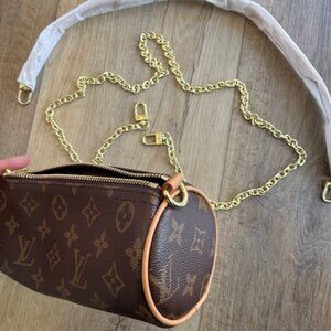 NEW Brown/Tan Zipper Purse Shoulder Strap & Wrist Strap